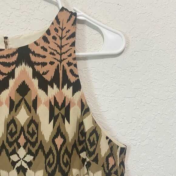 Tyler Boe Linen Aztec BoHo Tunic Top Shirt Brown Tan size Small - Picture 4 of 11